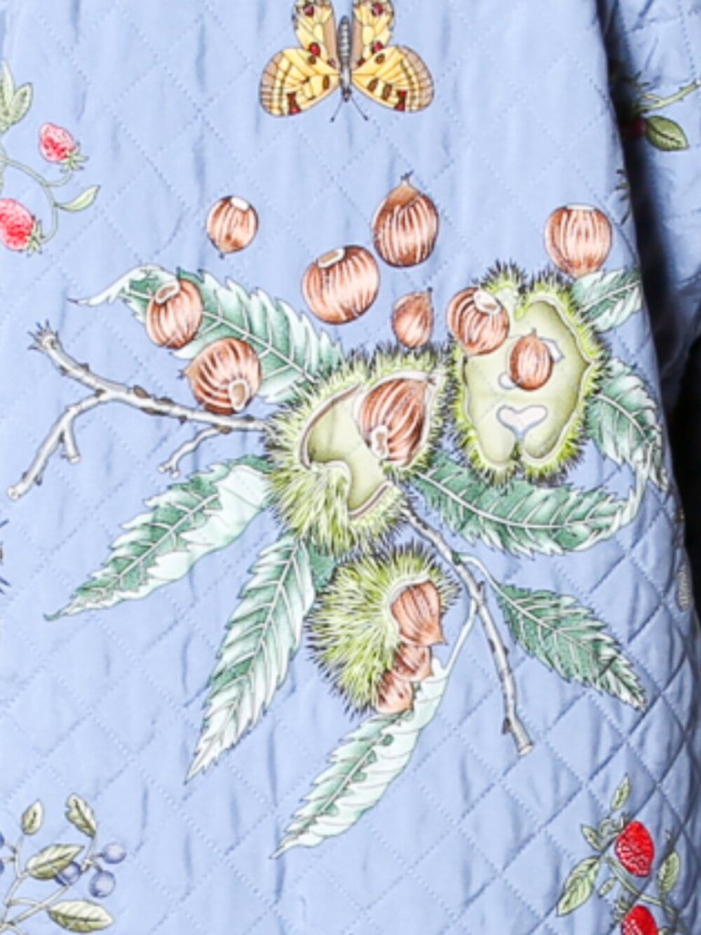 J. MCLAUGHLIN 100% Silk Blue Botanical Quilted Puffer Chore Jacket - Picture 11 of 15